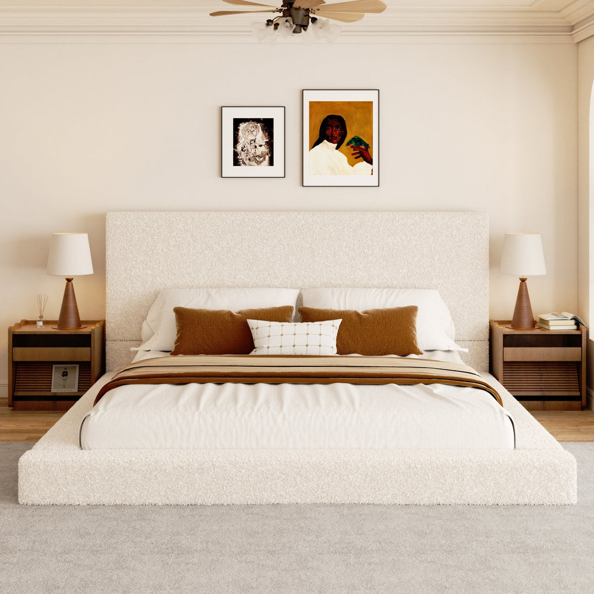 Nord Tall Panel Platform Bed in White