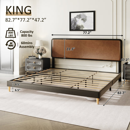 Tamo Leather Panel Bed Frame in Brown – King size guide