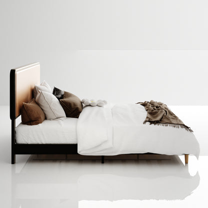 Tamo Leather Panel Bed Frame in Brown