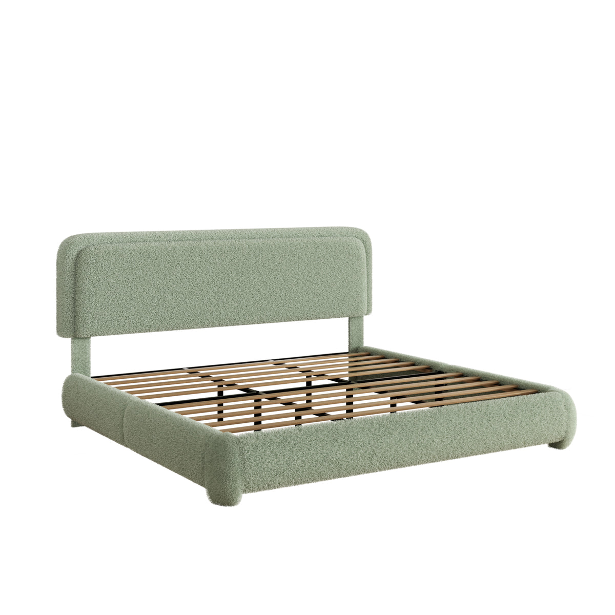 Sora Boucle Platform Bed in Green