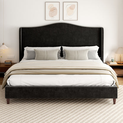 Mira Arched Wingback Bed in Black