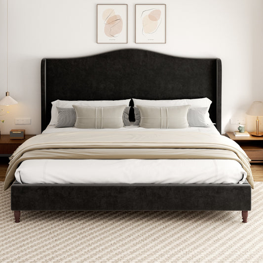 Mira Arched Wingback Bed in Black