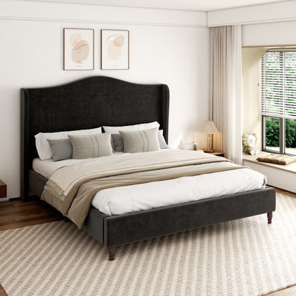 Mira Arched Wingback Bed in Black