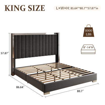 Vega Channel Tufted Bed with Metal Frame in Black – King size guide