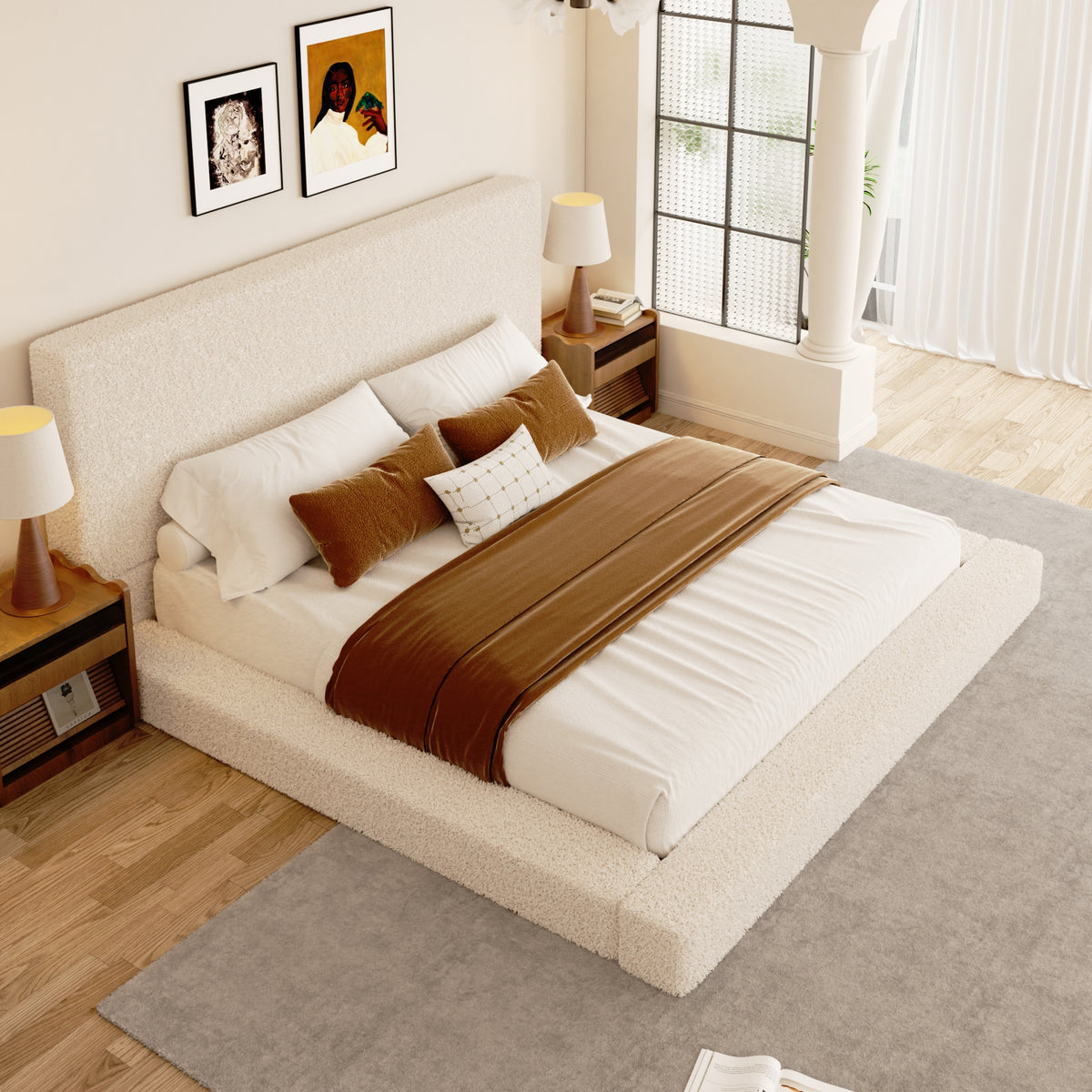 Nord Tall Panel Platform Bed in White