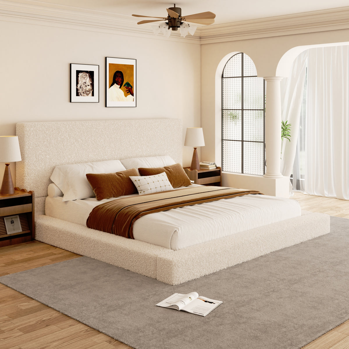 Nord Tall Panel Platform Bed in White