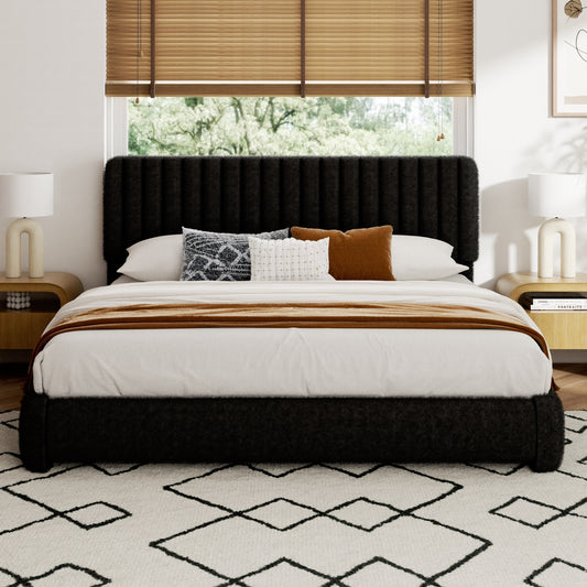 Juno Channel Tufted Platform Bed in Black