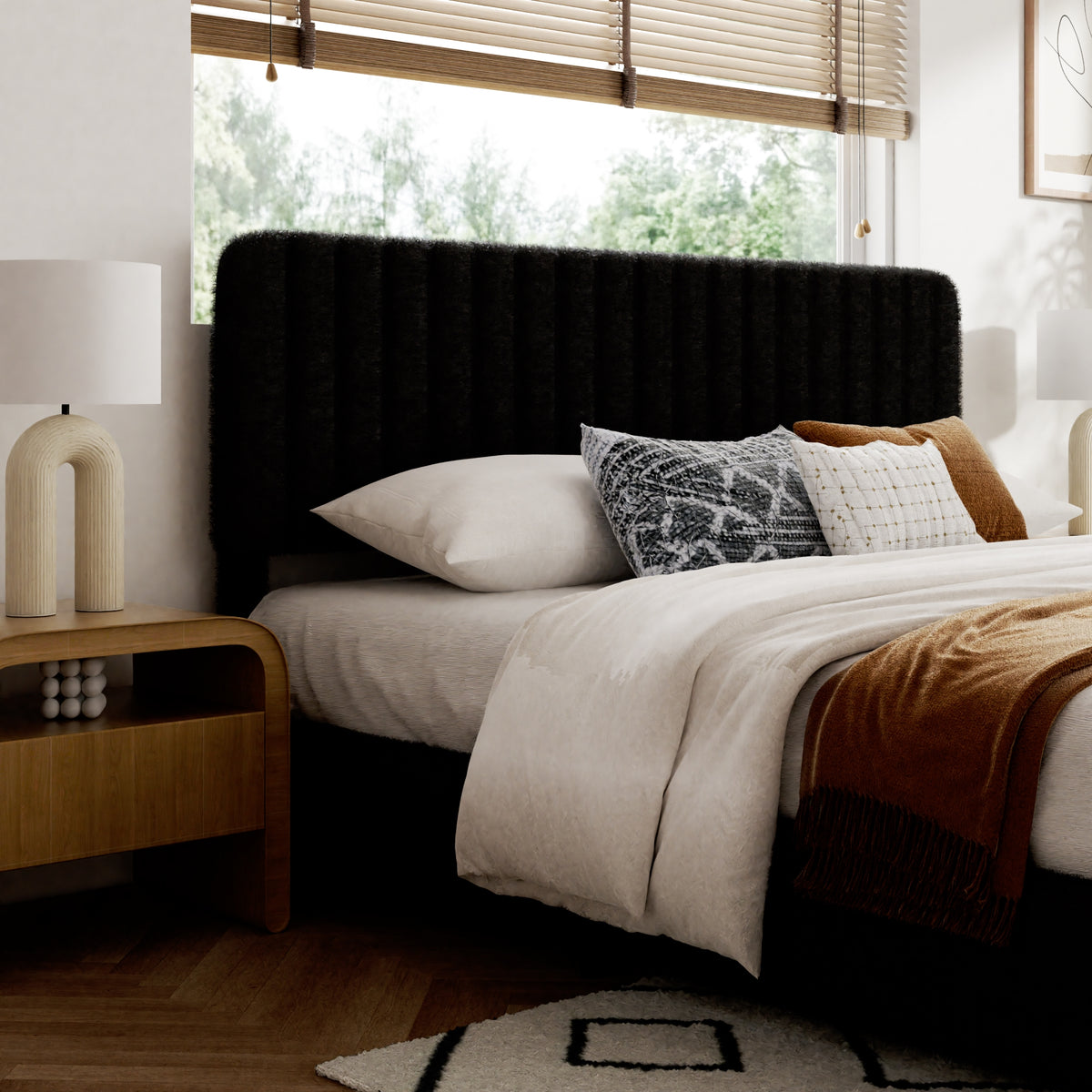 Juno Channel Tufted Platform Bed in Black