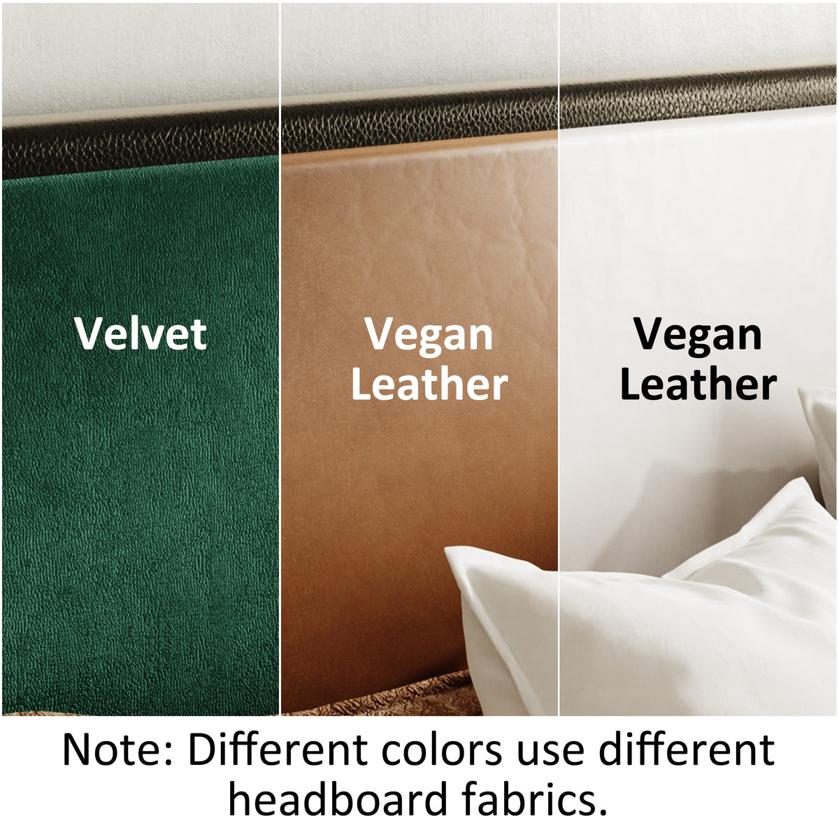 Tamo Leather Panel Bed Frame fabric swatches