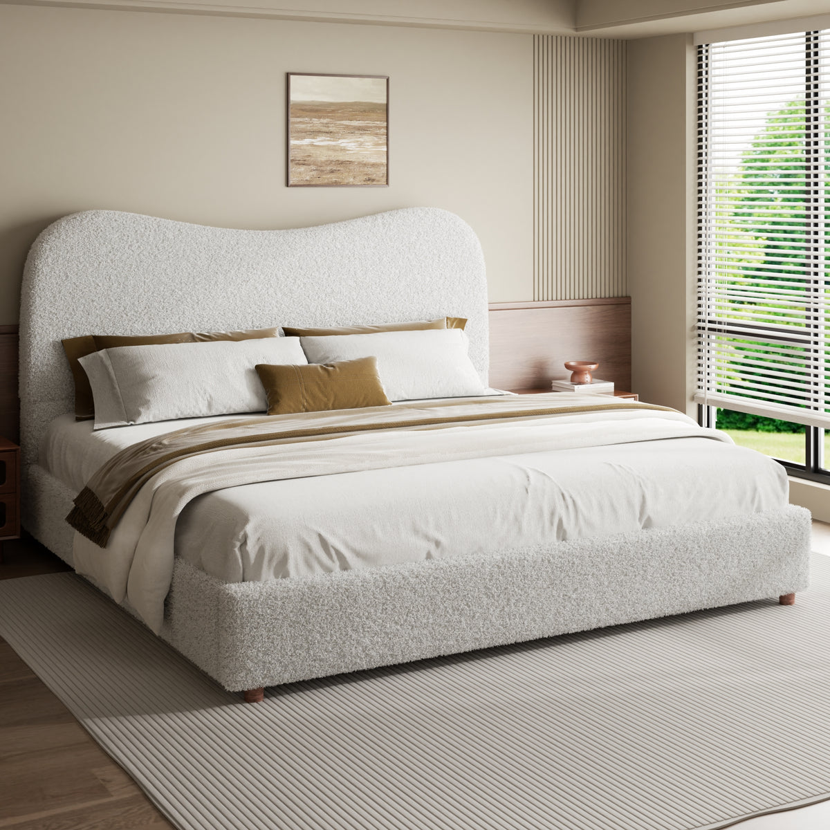 Wisp Cloud Boucle Bed in Beige