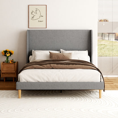 Aria Linen Wingback Bed in Gray