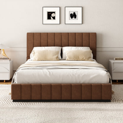 Oslo Channel Bed with Wood Base in Brown, Dark Finish
