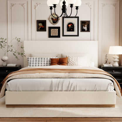 Kioko Minimal Platform Bed in Beige
