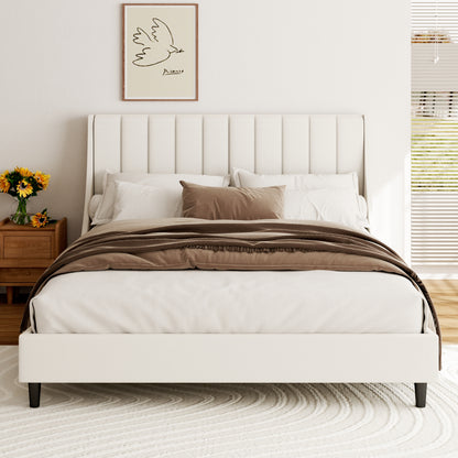 Isla Channel Platform Bed in Beige