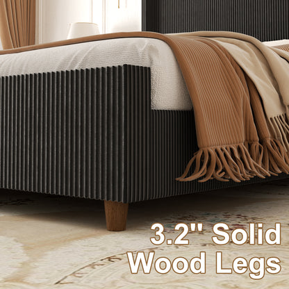 Basalt Fluted Wingback Bed in Black – detail