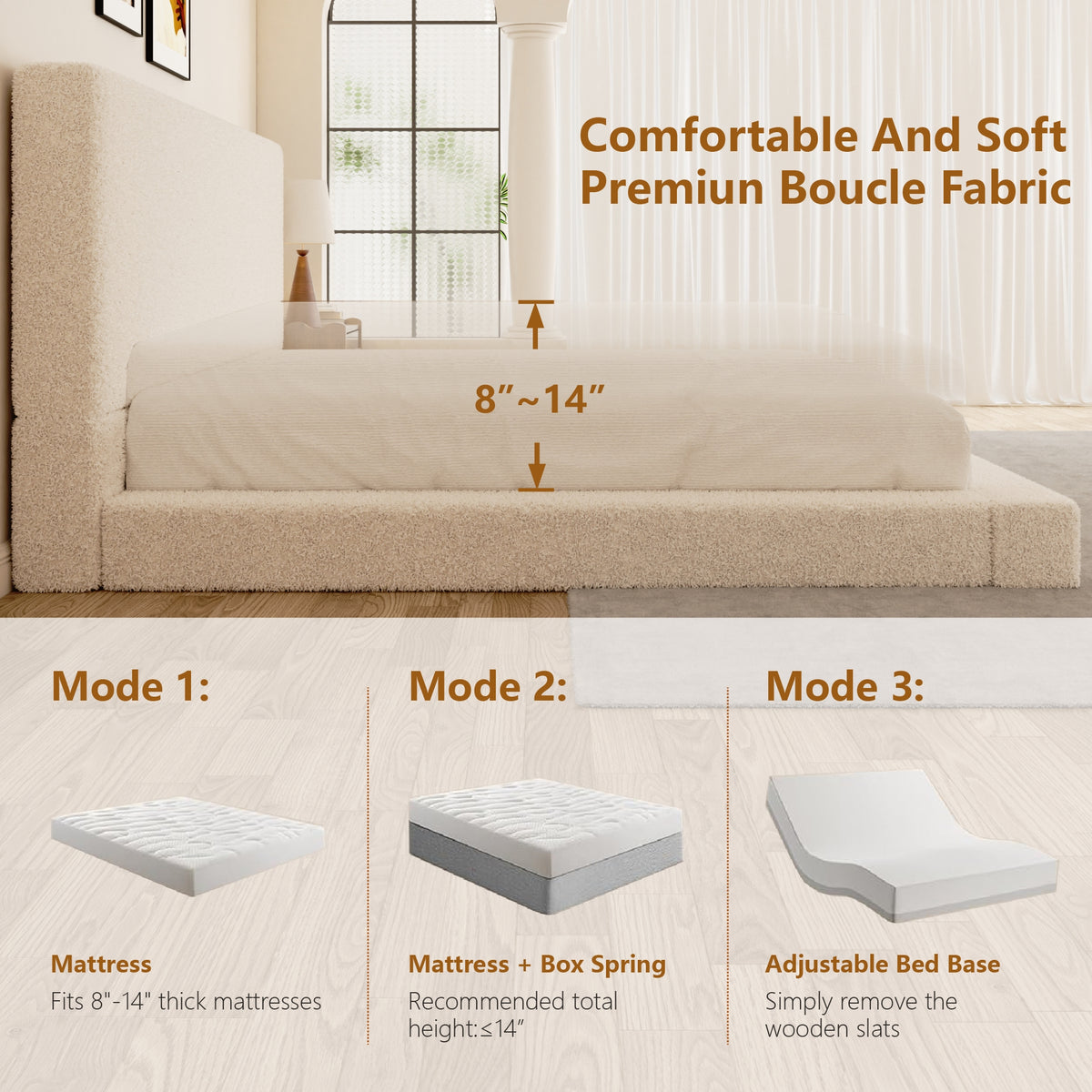 Nord Tall Panel Platform Bed in White – detail
