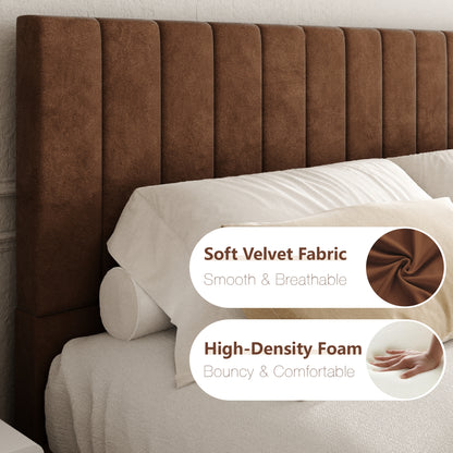 Oslo Channel Bed with Wood Base in Brown, Dark Finish – detail