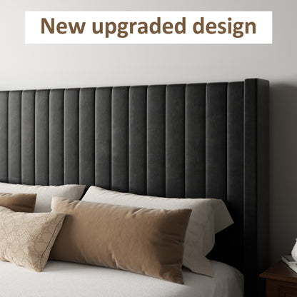 Rune Channel Wingback Bed in Black – detail