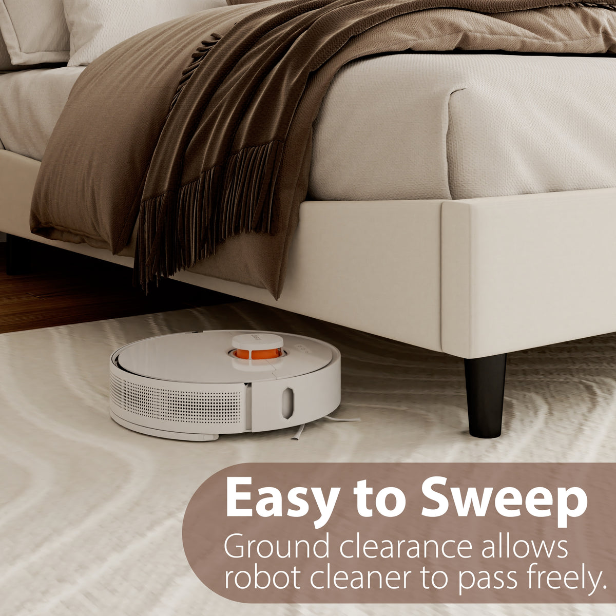 Isla Channel Platform Bed in Beige – detail