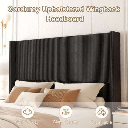Basalt Fluted Wingback Bed in Black – detail