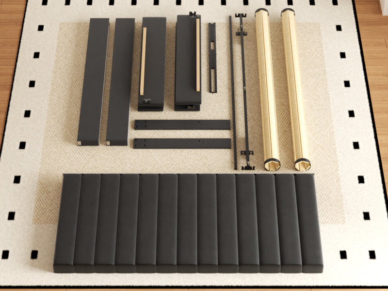 Vega Channel Tufted Bed with Metal Frame in Black – detail