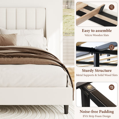 Isla Channel Platform Bed in Beige – detail