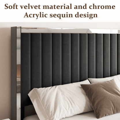 Vega Channel Tufted Bed with Metal Frame in Black – detail