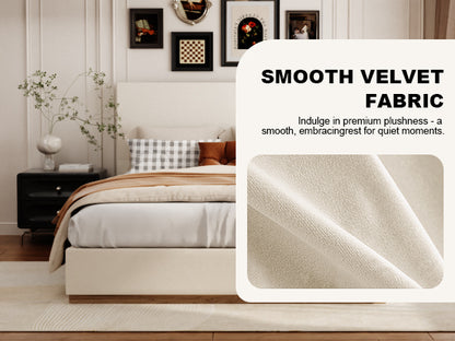 Kioko Minimal Platform Bed in Beige – detail