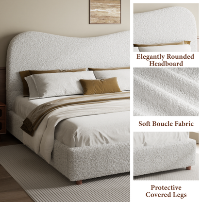 Wisp Cloud Boucle Bed in Beige – detail