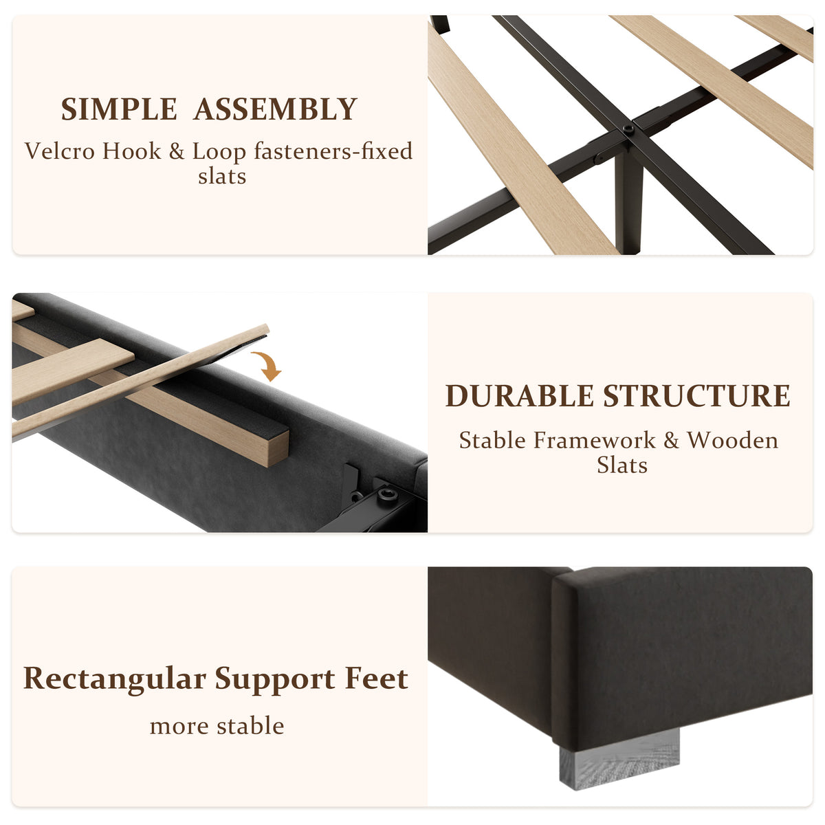 Vega Channel Tufted Bed with Metal Frame in Black – detail