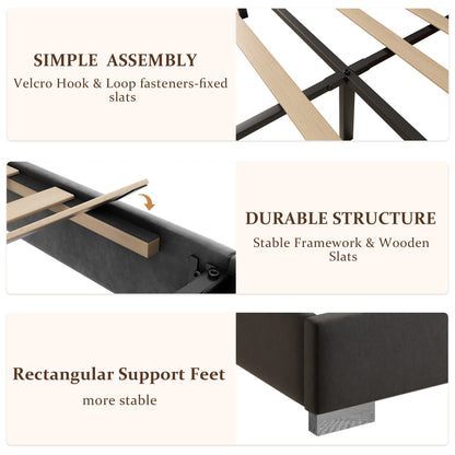 Vega Channel Tufted Bed with Metal Frame in Black – detail