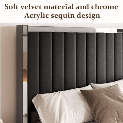 Vega Channel Tufted Bed with Metal Frame in Black – detail