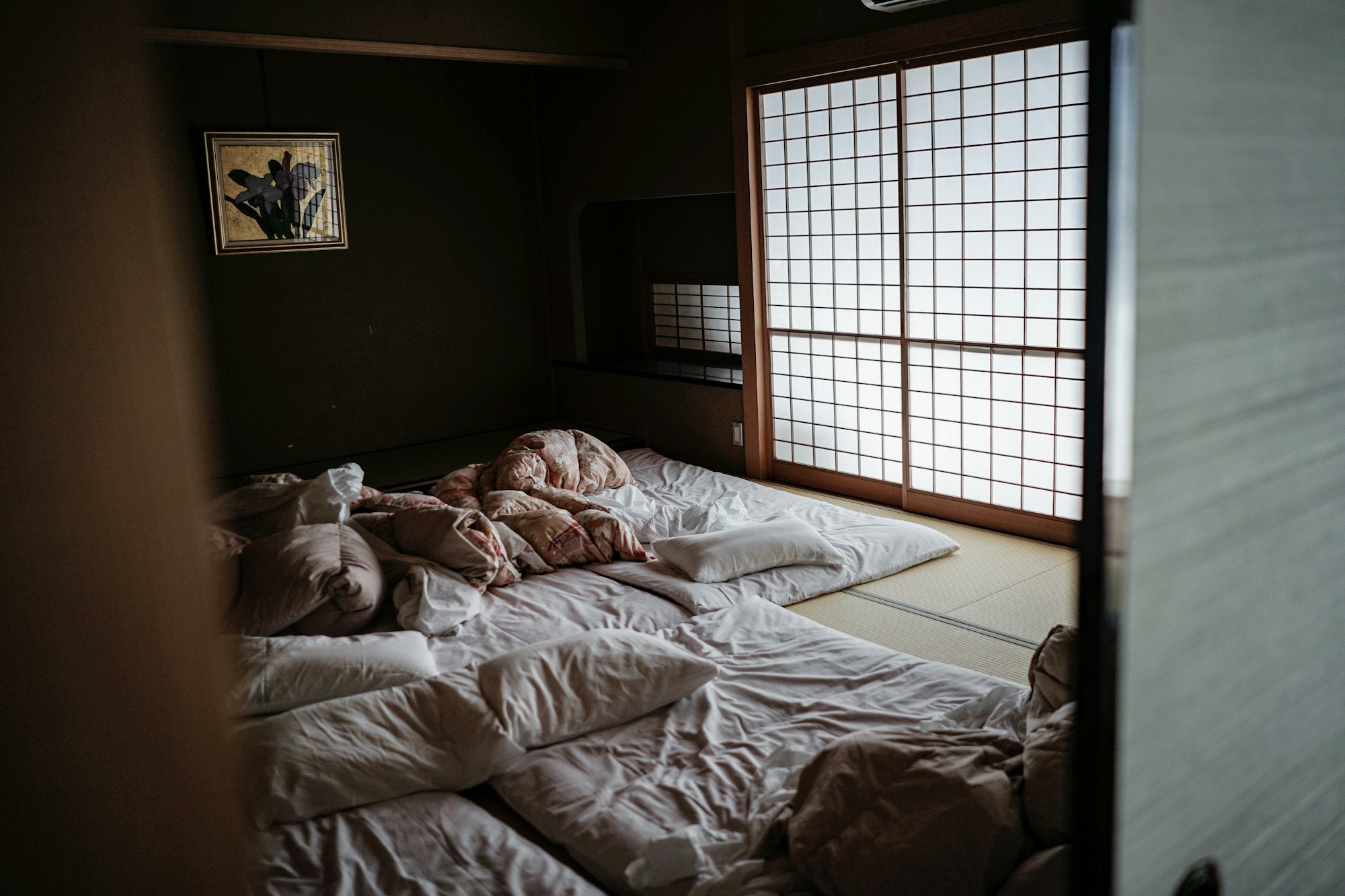Kioko low platform bed in a calm bedroom